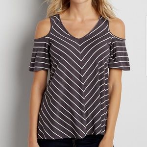 Striped Cold Shoulder Tee